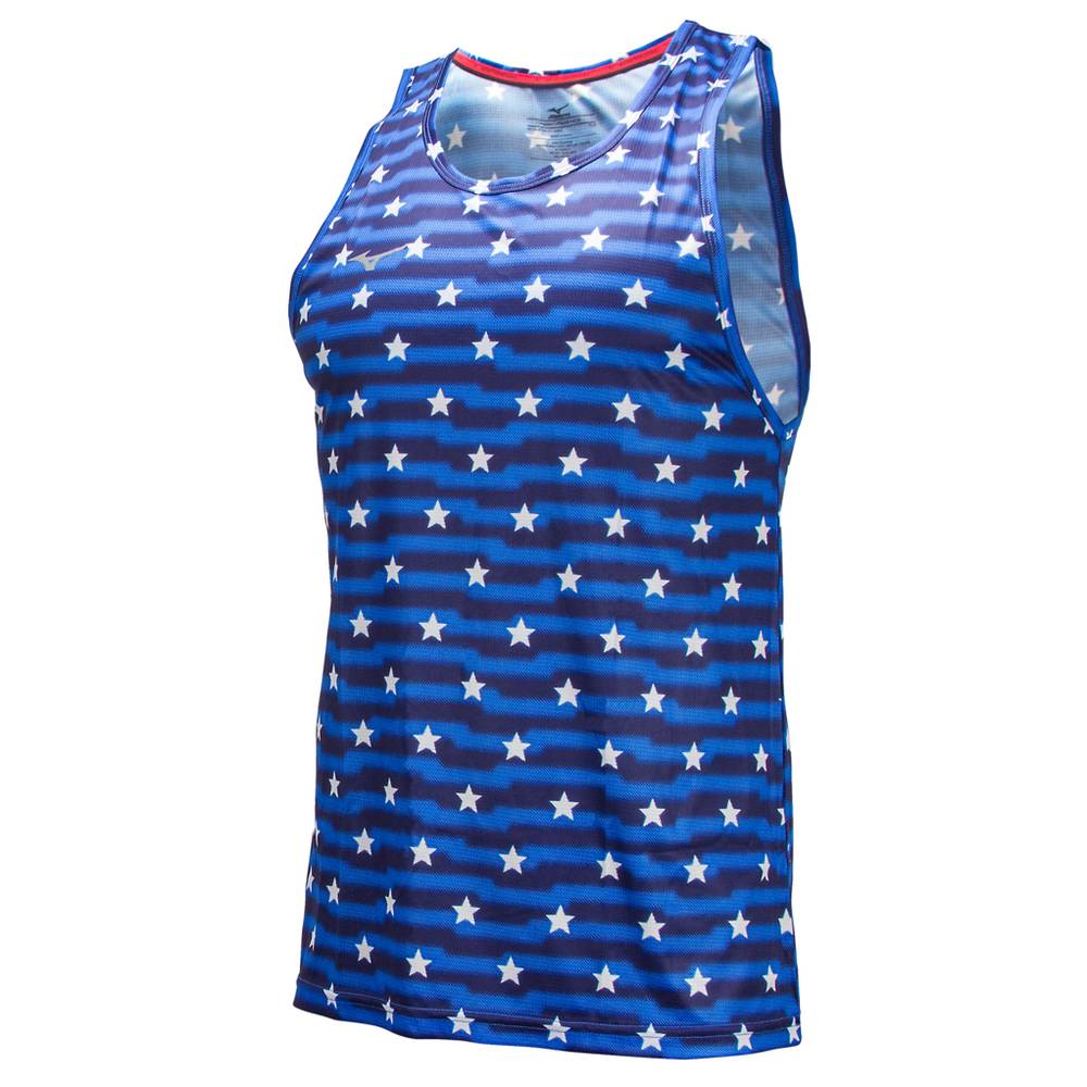 Mizuno Men's America Star Tank Top Blue/White (421689-PCI)